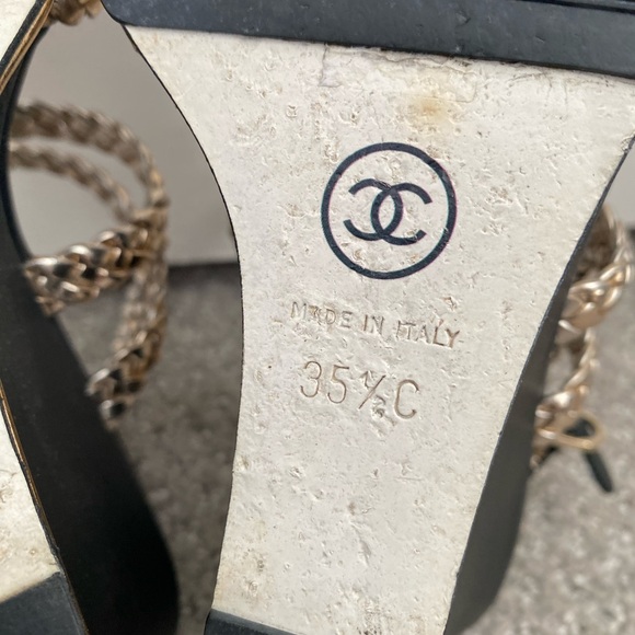 Authentic Chanel gold sandals wedge heel 35.5 - Picture 8 of 8